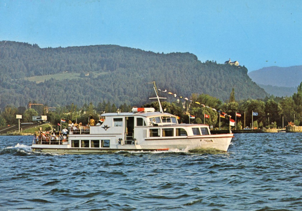 MS Feldkirch um 1980 vor Bregenz - Bild: Archiv A. Heer, Flawil