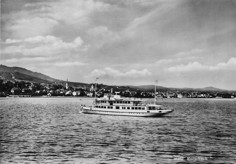 MS Thurgau kurz vor dem Umbau im Jahr 1957 vor Rorschach  Bild: Archiv A. Heer