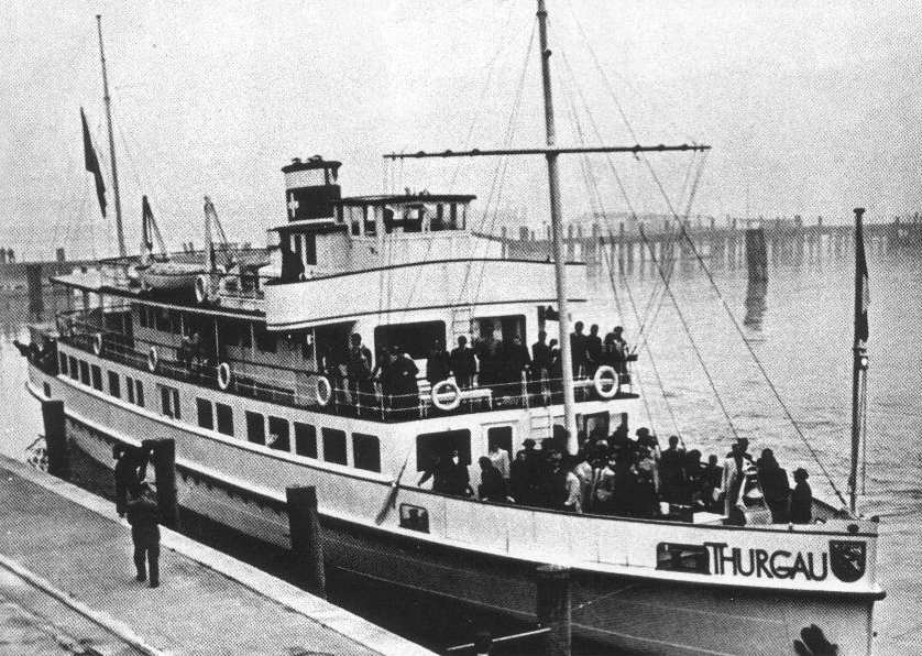 MS Thurgau bei seinem ersten Nachkriegs-Besuch in Friedrichshafen am 12.09.1946